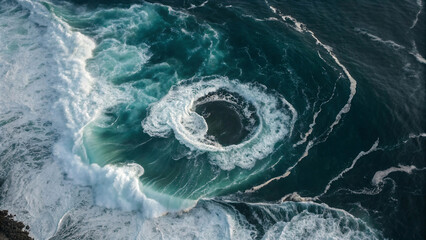 A Serene Oasis in a Stormy Ocean Aerial View
