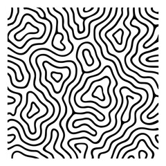 Abstract Topographic Contour Line Seamless Pattern – Black and White Minimal Background