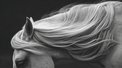 Detailed close-up of a horse's mane and head.