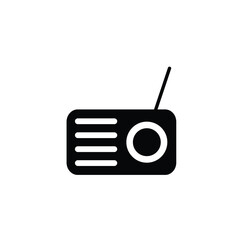 Simple black silhouette of a vintage radio.