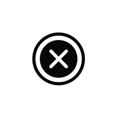 A simple, circular graphic featuring a bold 'X' symbol, indicating cancellation or rejection.
