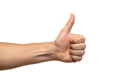 Thumbs Up Hand Gesture Sign of Approval and Success on White Background