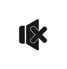 Obraz premium A black and white illustration of a speaker symbol with a cross, indicating silence.