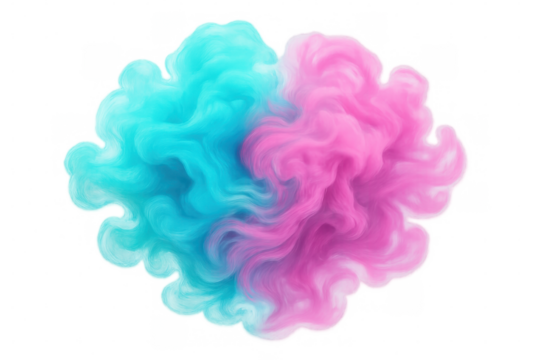 Colorful smoke mixing and swirling together, creating a vibrant abstract design with a transparent background