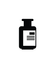 Obraz premium Silhouette of a medicine bottle with a label, isolated on white background.