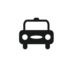 A simple black and white icon representing a taxi cab.