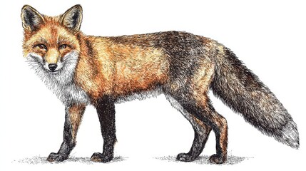 Fototapeta premium Detailed illustration of a red fox.