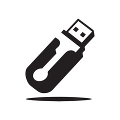 flash drive vector silhouette clip art logo design illustration