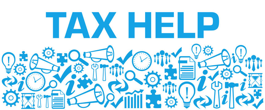 Tax Help Blue Business Symbols Background Bottom - Powered by Adobe