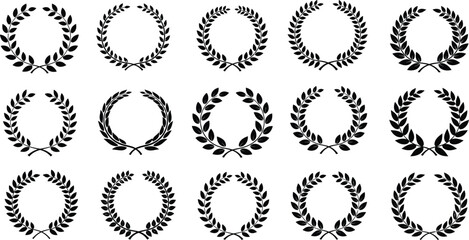 Collection of a Classic Laurel Wreath, Vector Set