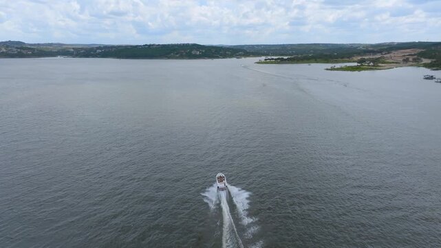 Recreational Boating on Lake Travis &ndash; Austin Drone View
