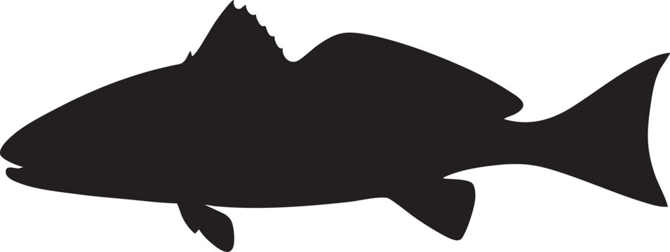 bold black redfish silhouette, ideal for coastal fishing themes