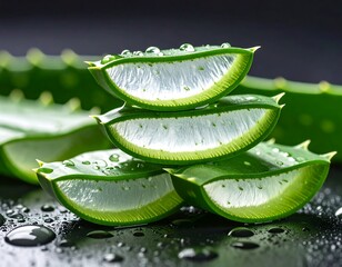 Aloe vera slices, fresh and healthy