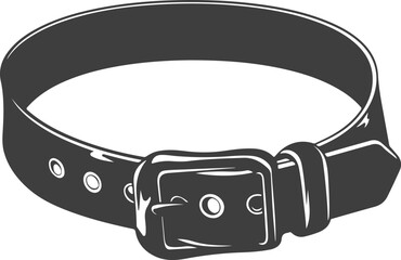 Monochrome vector illustration of a leather belt with a metal buckle, fashion