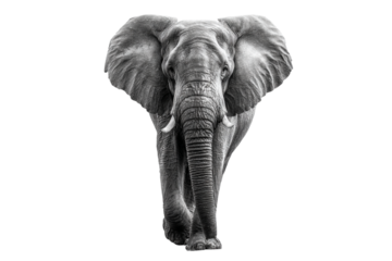 African elephant walking forward isolated on transparent background