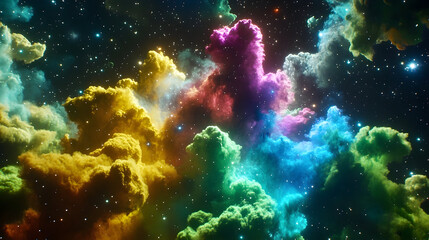 Fototapeta premium Cosmic nebula clouds vibrant galaxy space illustration colorful texture