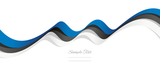 New abstract Estonia wavy flag ribbon with shadows. Estonian flag vector illustration isolated on white background