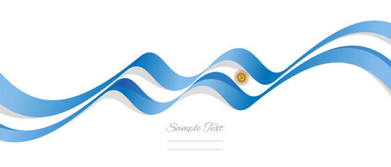 New abstract Argentina wavy flag ribbon with shadows. Argentinian flag vector illustration isolated on white background