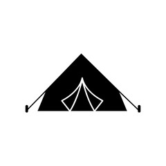 Tent silhouette icon vector flat design.