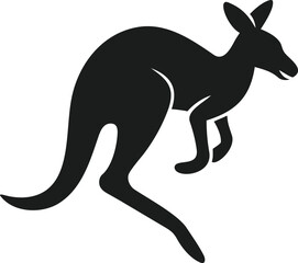 Black silhouette design of a jumping kangaroo with transparency on a white background perfect for various creative projects