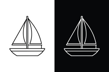 Editable Sailboat Icon. One Line Boat Art Vector Graphic