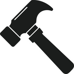 Black silhouette of a detailed hammer design for construction and repair in a simple and minimalist style