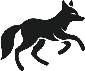 Black silhouette of a running fox vector illustration ready for various creative projects and design elements.
