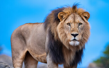 Obraz premium Majestic lion portrait wildlife photography animal kingdom big cat image