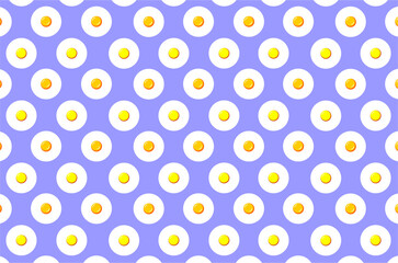 Seamless pattern of fried egg (ceplok's egg). Sunny-side-up fried egg pattern. Fried egg pattern background. Cute fried eggs pattern background. 