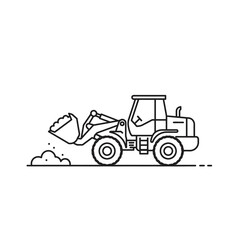 Fototapeta premium A line drawing of a wheel loader moving earth, illustrating construction, engineering, and industrial work. The image is simple, clean, and perfect for projects related to machinery, industry, or