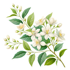 Branch of Blossoming Tree Isolated on Transparent Background