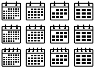 様々な形のカレンダーアイコンのベクターイラストのセット