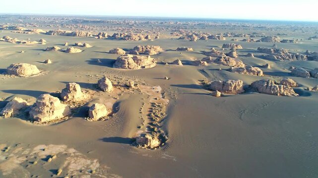 Exploring the breathtaking aerial view of the surreal Devil City Yadan landscape in China