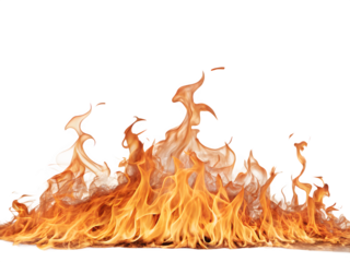 Intense orange and yellow flames against a black background