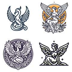 Fototapeta premium Harpy illustrations in vector style with intricate designs and details 