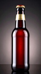 Amber beer bottle on a dark background