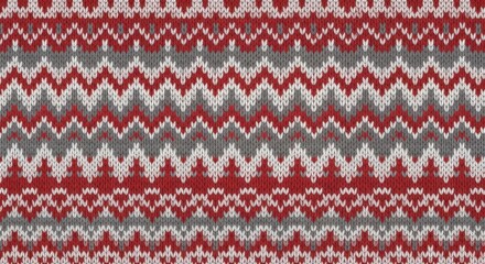 Abstract Nordic Inspired Zigzag Pattern in Red White and Grey