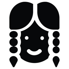 Smiling Girl Illustration Black and White