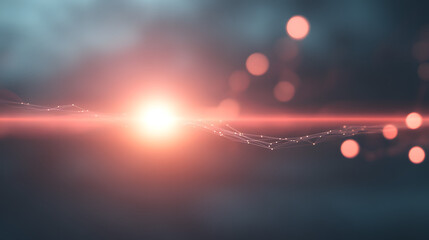 Abstract Digital Network with Glowing Light and Bokeh Effect