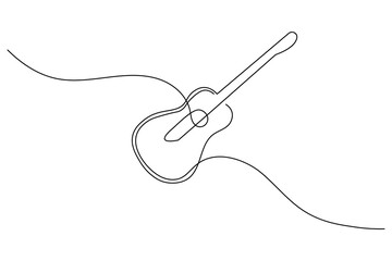 Obraz premium Guitar continuous one line drawing white background