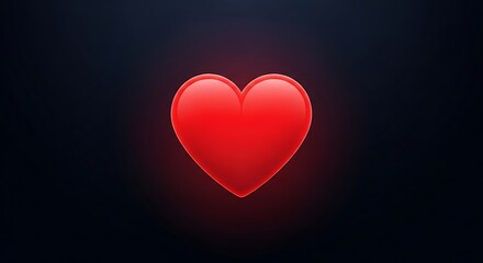 A glowing red heart symbol on a dark background