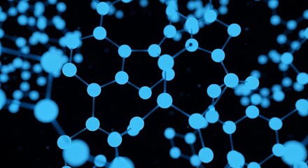 Glowing blue molecular structure on a dark background