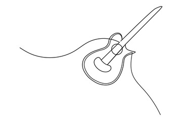  Guitar continuous one line drawing white background