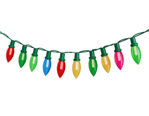 Colorful Christmas Lights Garland isolated on a transparent background string lights