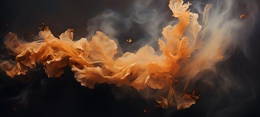 a light orange leaf , coming out of the smoke, Generative AI
