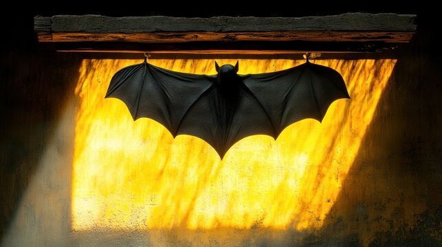Bat silhouette against fiery backdrop