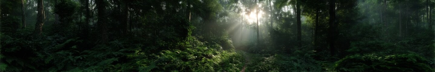 Obraz premium Serene nature scene lush forest hdr panorama 360 degree viewpoint tranquil environment