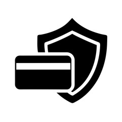 credit card merged with shield silhouette vector icon.