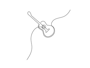  Guitar continuous one line drawing white background