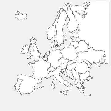 Flat design Europe outline map vector illustrations